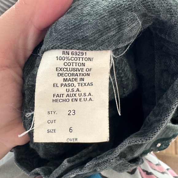 Rare Vintage Cache Embellished Dark Green Textured High Rise Mom Jeans Size 6 - Picture 12 of 13